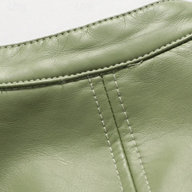 Women's Zipper Comfortable Leather Faux Jacket Pocket