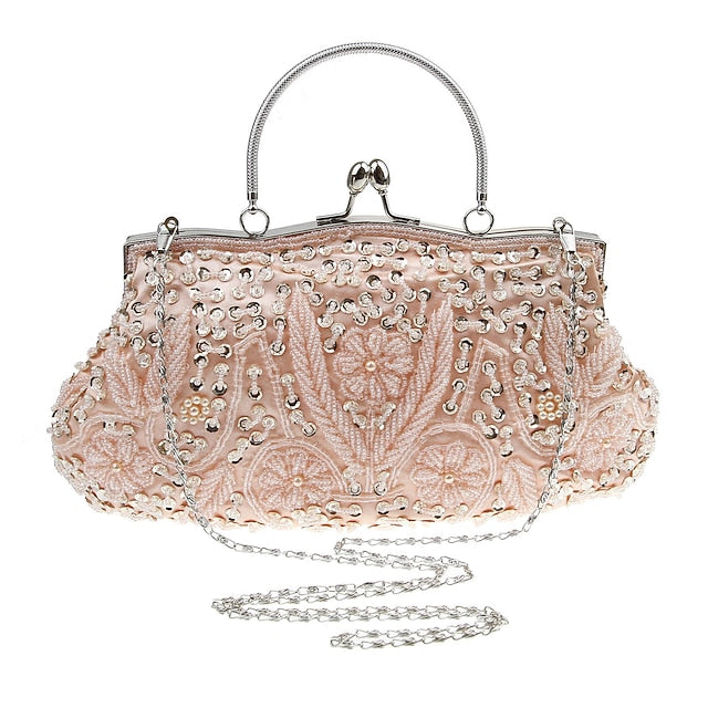 Evening White Clutch Beaded – Vintage Purse Women's