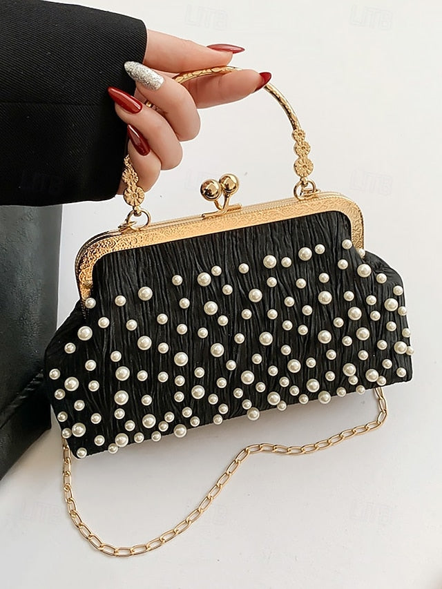 Evening Beaded – Women's Vintage Bag Clutch Pearl Elegant
