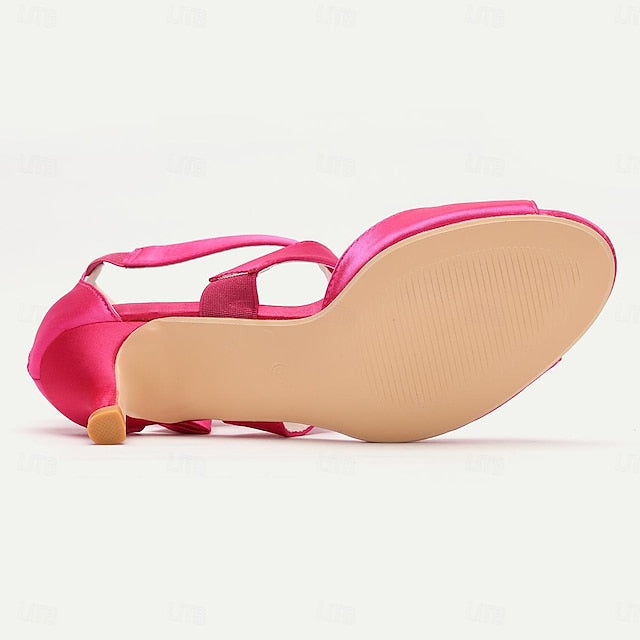 Bridal Women's Open Bowknot Heel Shoes Wedding Kitten