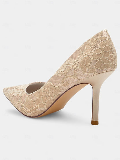 Lace-Embroidered Women's Pointed-Toe - Stiletto Heels