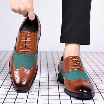 Shoes Men's and Brown – Green Wingtip Two-Tone in Oxford
