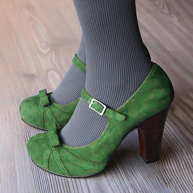 Bow and Women's Black Heels with Suede Detail Red Mary Jane