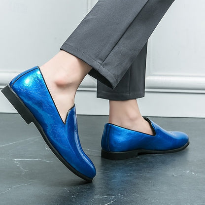 Gold Fashionable – Loafers Metallic Slip-On Men's Shiny