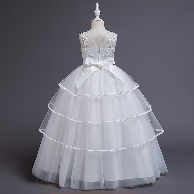 Kids Solid Dress Girls' Sleeveless Party Color