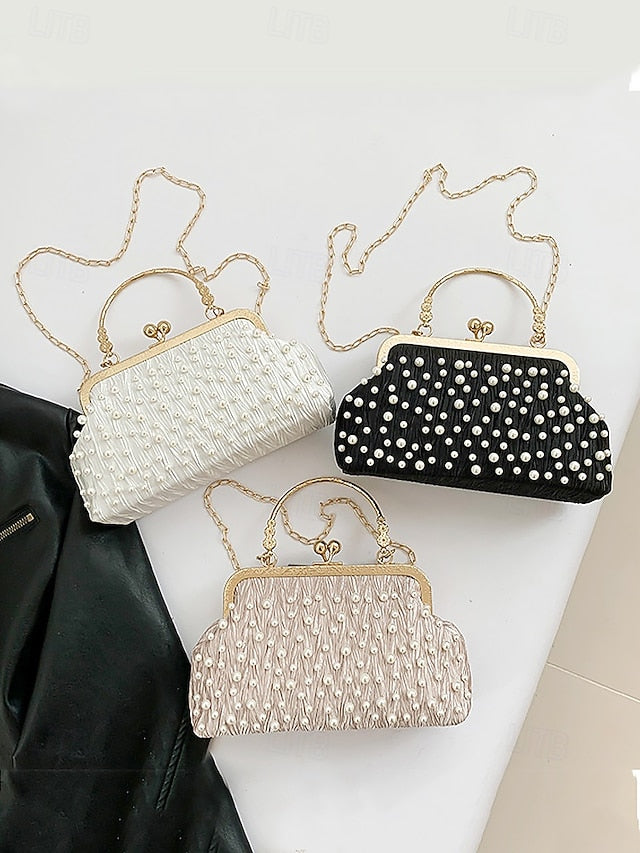 Evening Beaded – Women's Vintage Bag Clutch Pearl Elegant