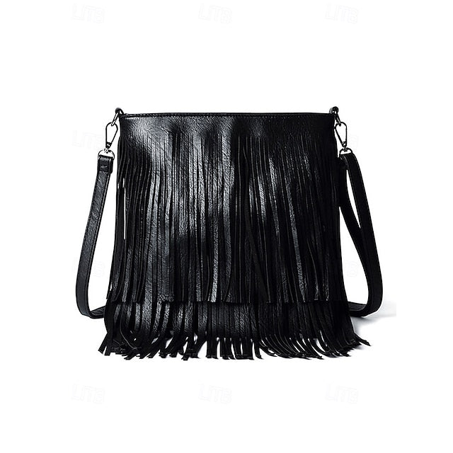 - Women's Leather Bag Faux Fringe Bohemian Crossbody