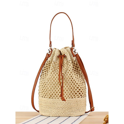 Bag - with Tote Women’s Summer Woven Drawstring Stylish Bucket