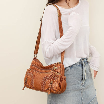 Leather Women's Faux Shoulder Brown Vintage Bag – Boho