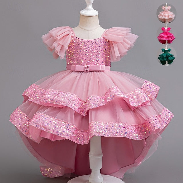 Party Sequin Girls' Sleeveless Dress Special Kids Wedding