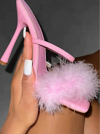 Heeled Bold – Feathered Sandals High Green