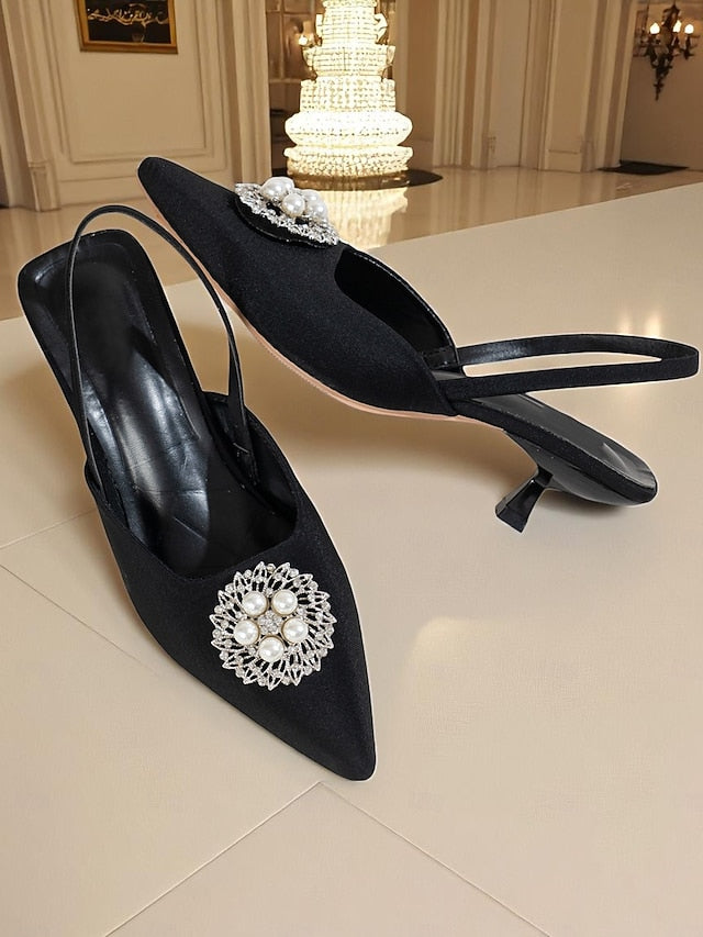 Slingback and Pumps Pearl Women's with Satin Blue