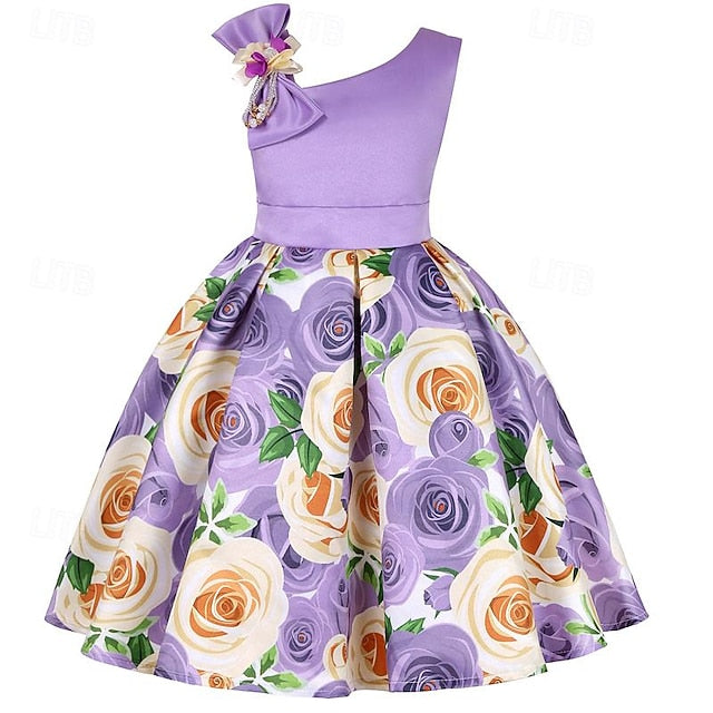 Dress 3D Girls' Sleeveless Easter Summer Party Flower