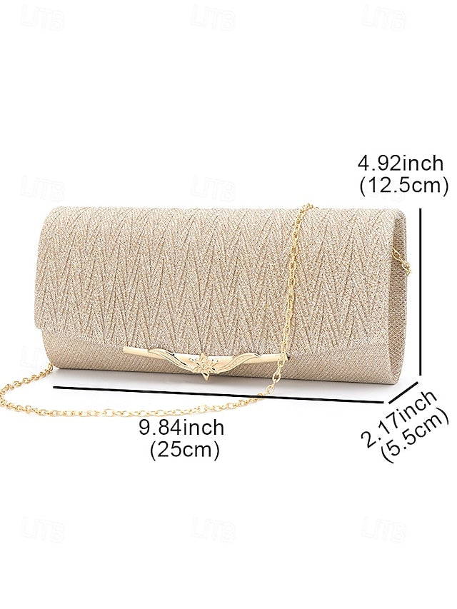 Glitter Women's Elegant Handbag Gold - Clutch Party Evening
