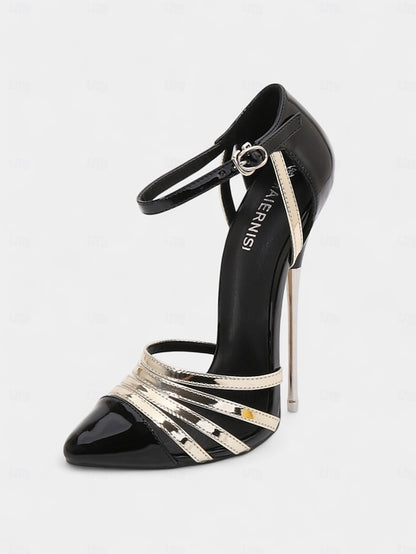 Red Women's Black - and Leather Stiletto Patent Heels