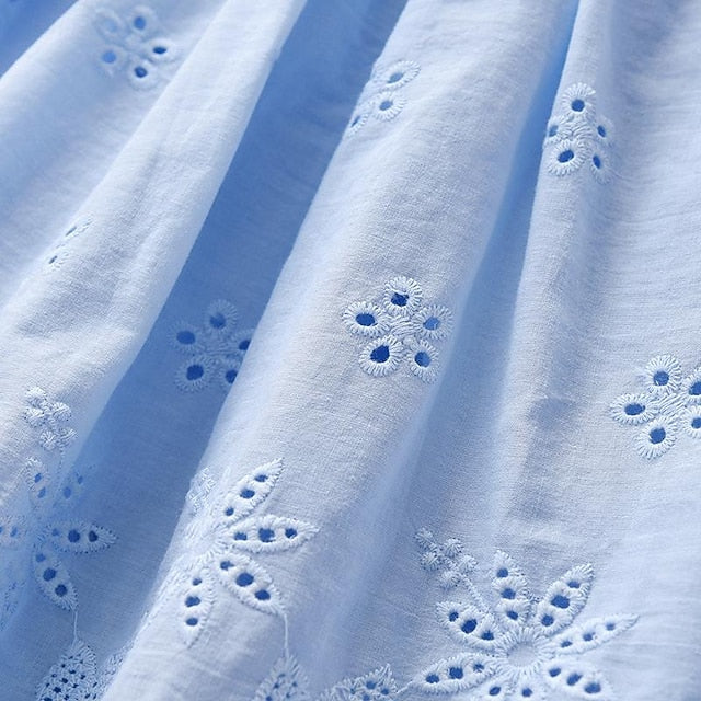 Dresses Princess Cotton Kids Solid Color Sleeveless Summer