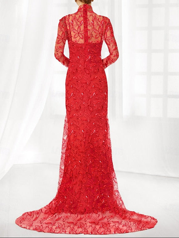 Simple Mother Elegant Column of Dress Bride / the Sheath