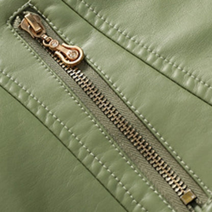 Women's Zipper Comfortable Leather Faux Jacket Pocket