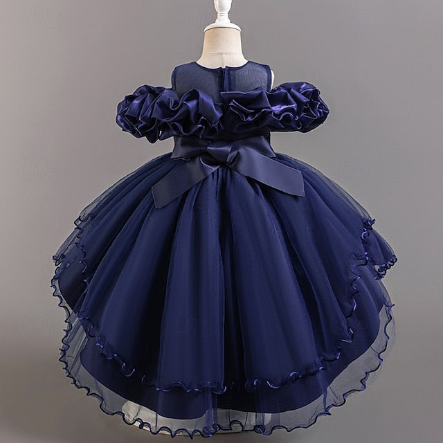 Kids Sleeve Flower Short Dress Party Wedding Floral Girls'