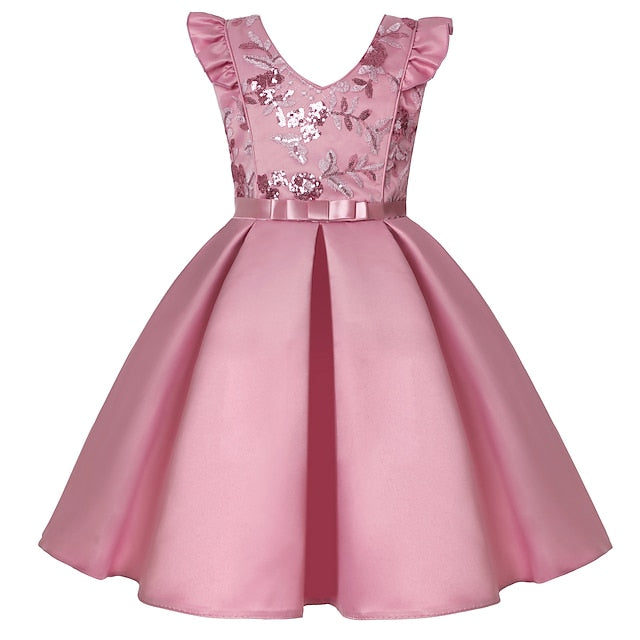 Color Kids Party Dress Sleeveless Solid Formal Girls'