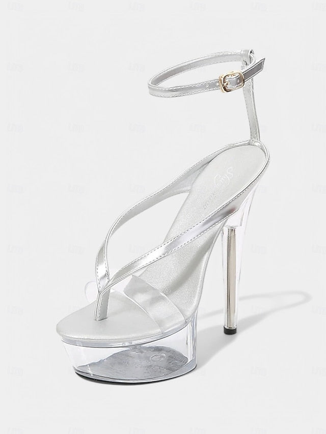 Sexy – Platform Nightclub Sandals Lavender Heel Clear