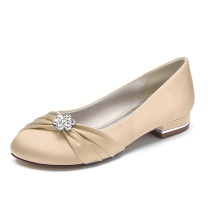 Blue Rhinestone Women's with Satin Wedding Flats Light