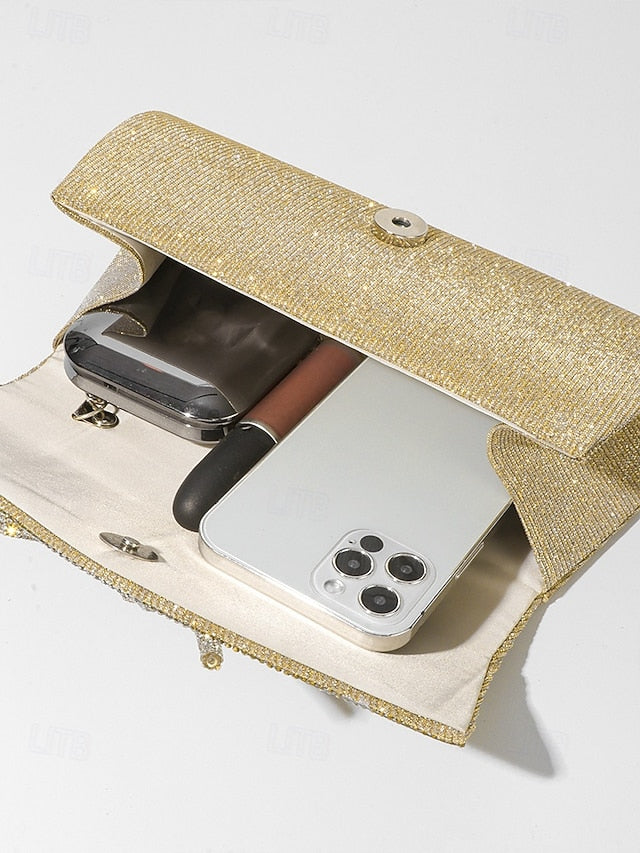 with Accent Rhinestone Clutch Purse Bow Glitter Blue