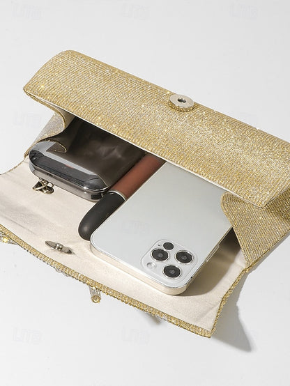 with Accent Rhinestone Clutch Purse Bow Glitter Blue