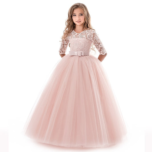Flower Prom Years Kids Princess Lace Girl 3-13 Dress
