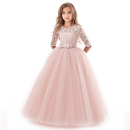 Dress Prom Girl 3-13 Princess Lace Flower Years Kids