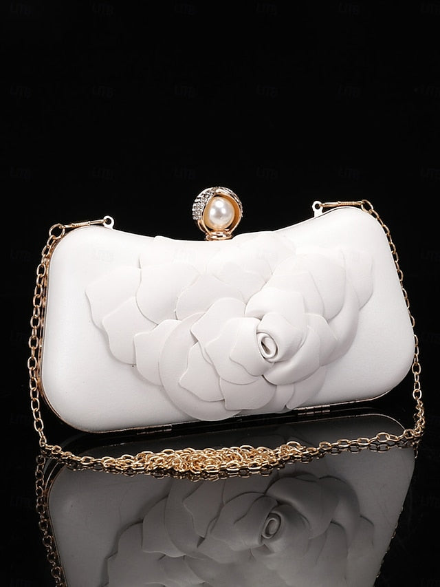 White Shoes Bridal Clutch Floral-Embellished with Matching –