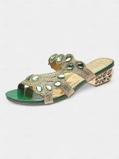 – Gold and with Open-Toe Sandals Blue Embellishments Crystal