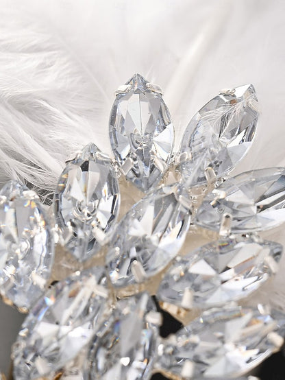 Clip - Crystal Women's White Feather Vintage Hair