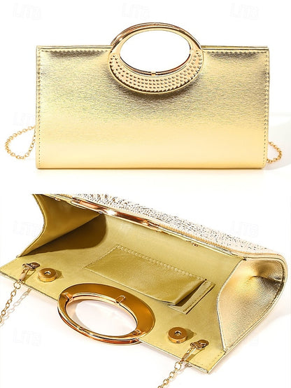 Clutch Gold Evening Round Handle Glamorous with Crystal –