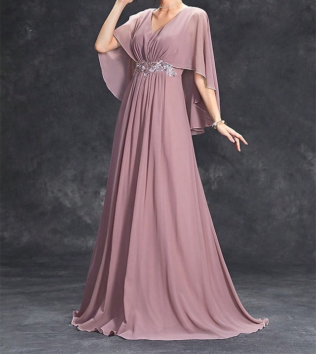 of Neck the Party Dress V Bride Mother Elegant Floor