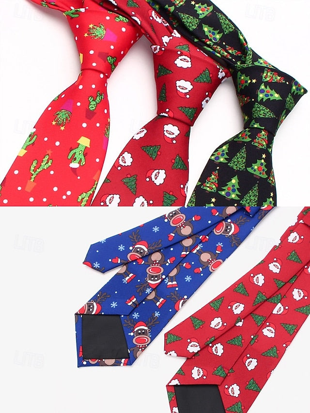 Tie Fun Christmas Men's and Polyester Silk Tree Santa –