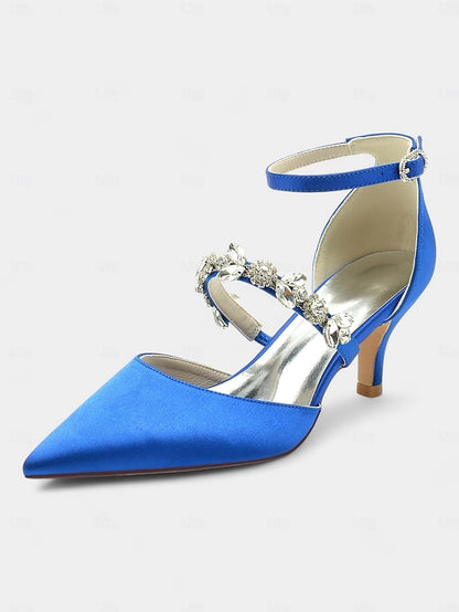 Embellishments Satin Rhinestone Heels Black with Women's -