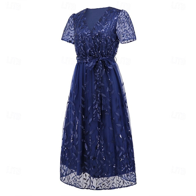 Sequin Dress Bride of A-Line Neck V the Elegant Mother