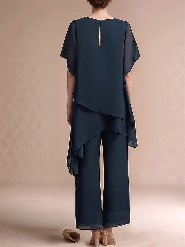 Piece Classic Mother the Neck 2 Crew Pantsuit of Bride Dress