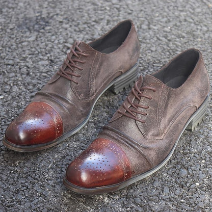 Men's Vintage Shoes Leather Oxford Genuine – Brogue