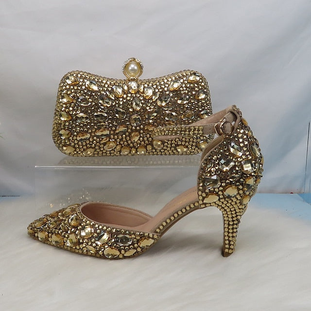 High Rhinestone Shoes Heel Multicolor Wedding Women's with