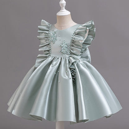 Sleeveless Dress Girls' Wedding Toddler Party Floral