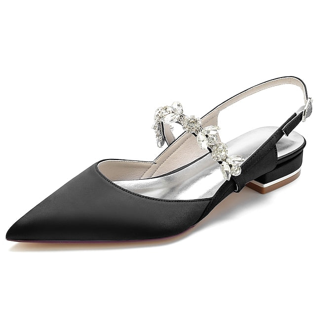 Crystal Wedding Flat Shoes Heel Women's Bridal