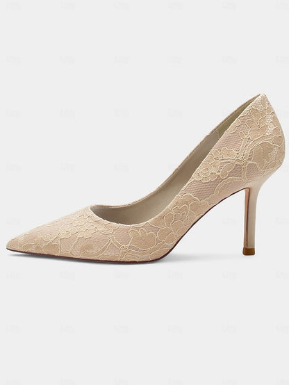 Lace-Embroidered Women's Pointed-Toe - Stiletto Heels