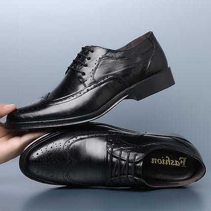 – Brown Shoes Leather Brogue Classic Faux Men's