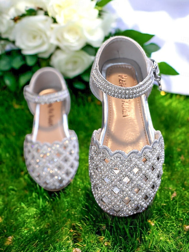 �?Shoes Girls' Rhinestone Jane Mary Sparkly Scalloped