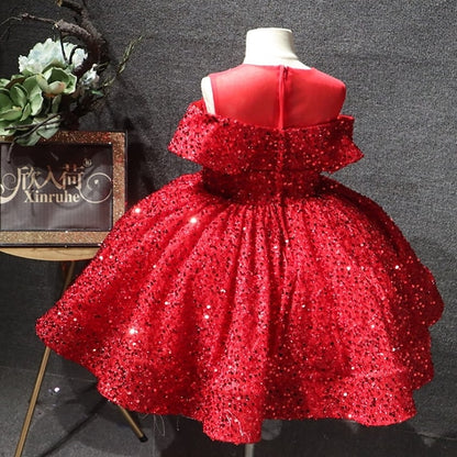 Short Dress Solid Color Sleeve Kids Girls' Party