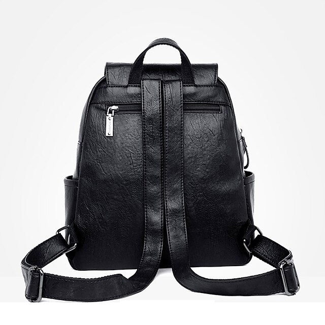 Faux Backpack Leather with Women's Burgundy Flap Closure