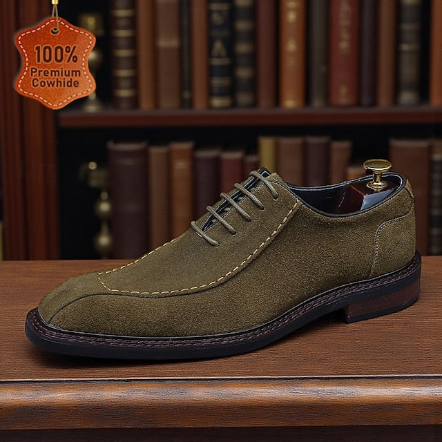 - Classic Cowhide Genuine Leather Shoes Men's Derby Suede