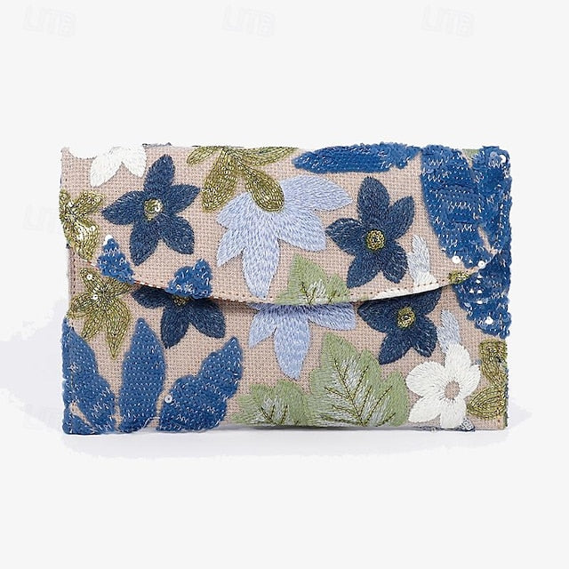 Floral Handheld Embroidered Clutch Bag Evening Women's -